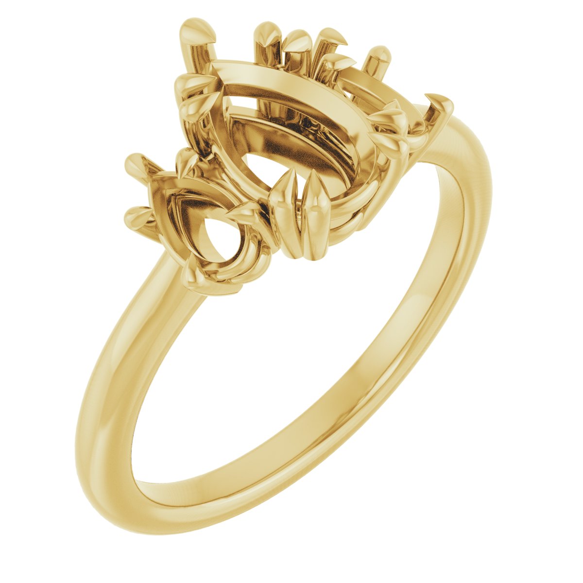 Double Claw-Prong Three-Stone Engagement Ring