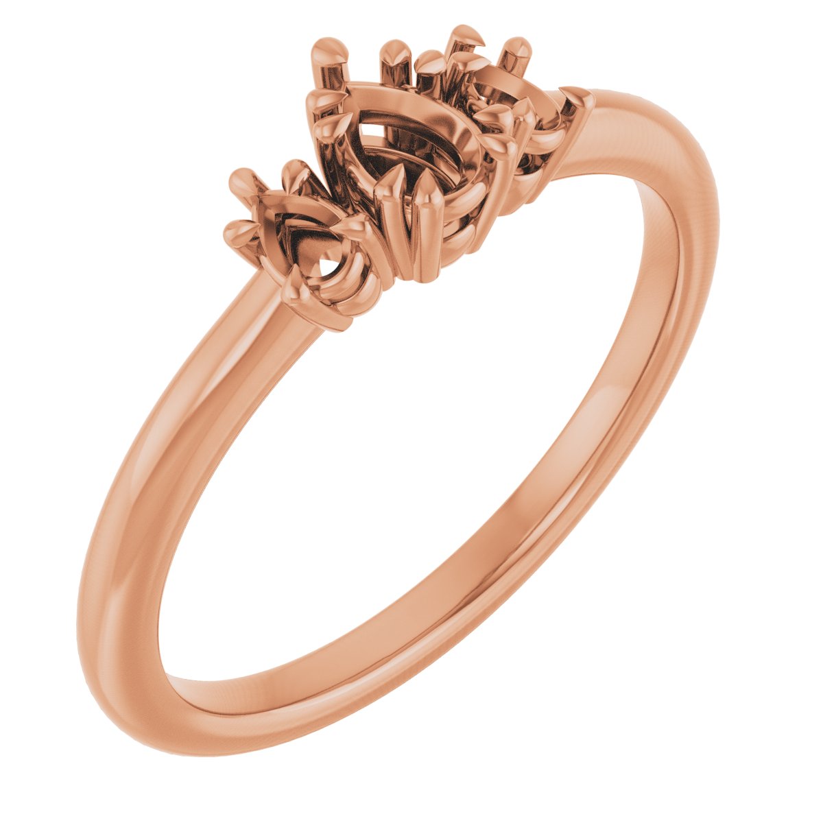 Double Claw-Prong Three-Stone Engagement Ring