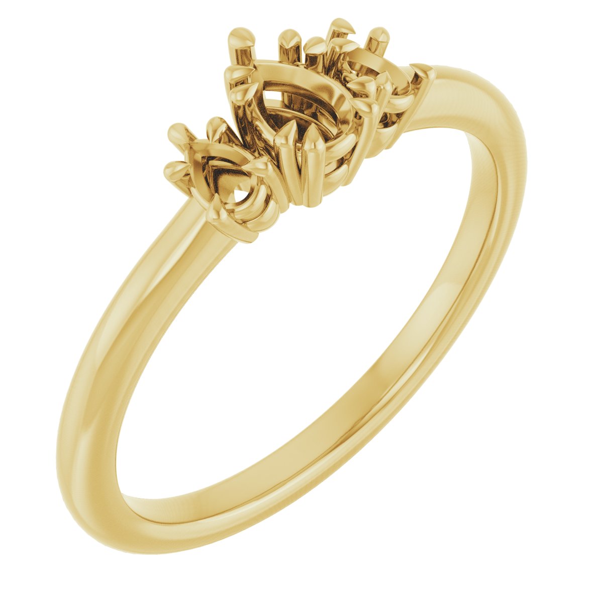 Double Claw-Prong Three-Stone Engagement Ring