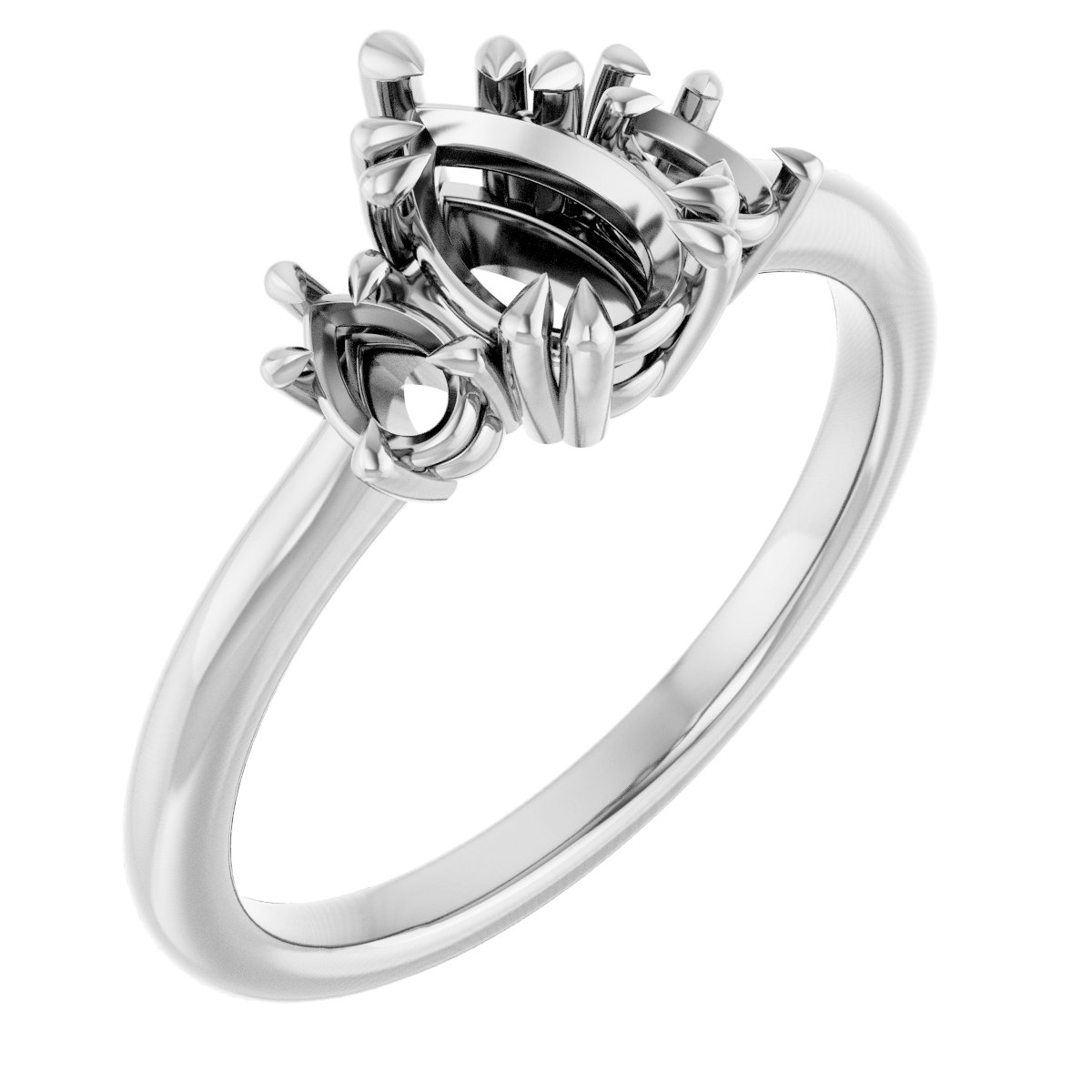 Double Claw-Prong Three-Stone Engagement Ring