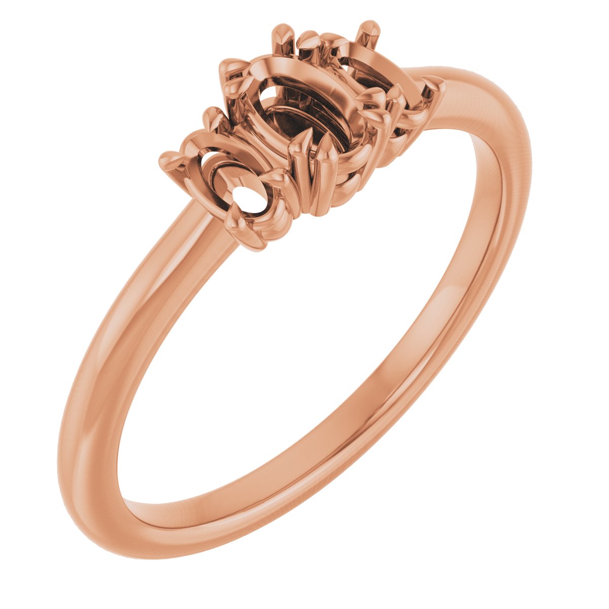 Double Claw-Prong Three-Stone Engagement Ring