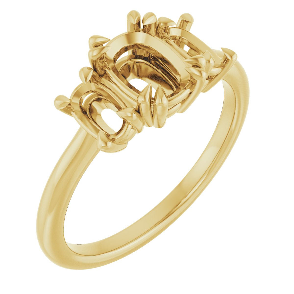 Double Claw-Prong Three-Stone Engagement Ring