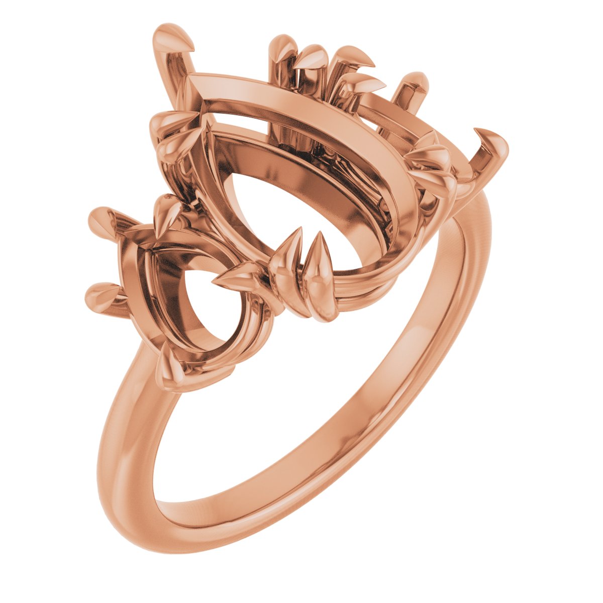 Double Claw-Prong Three-Stone Engagement Ring