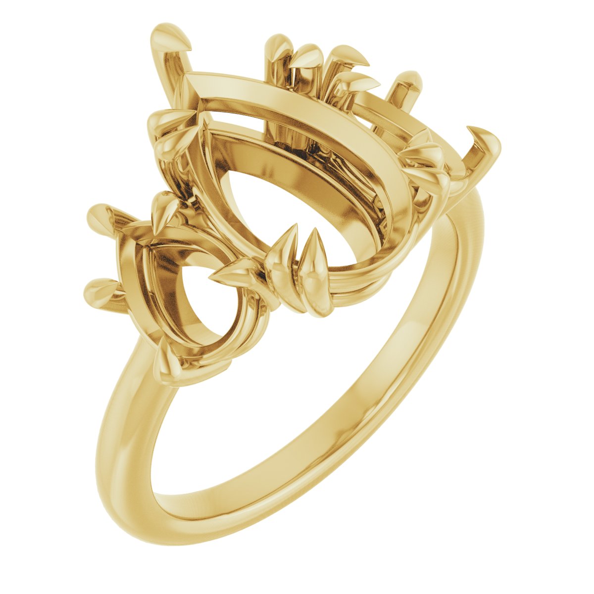 Double Claw-Prong Three-Stone Engagement Ring