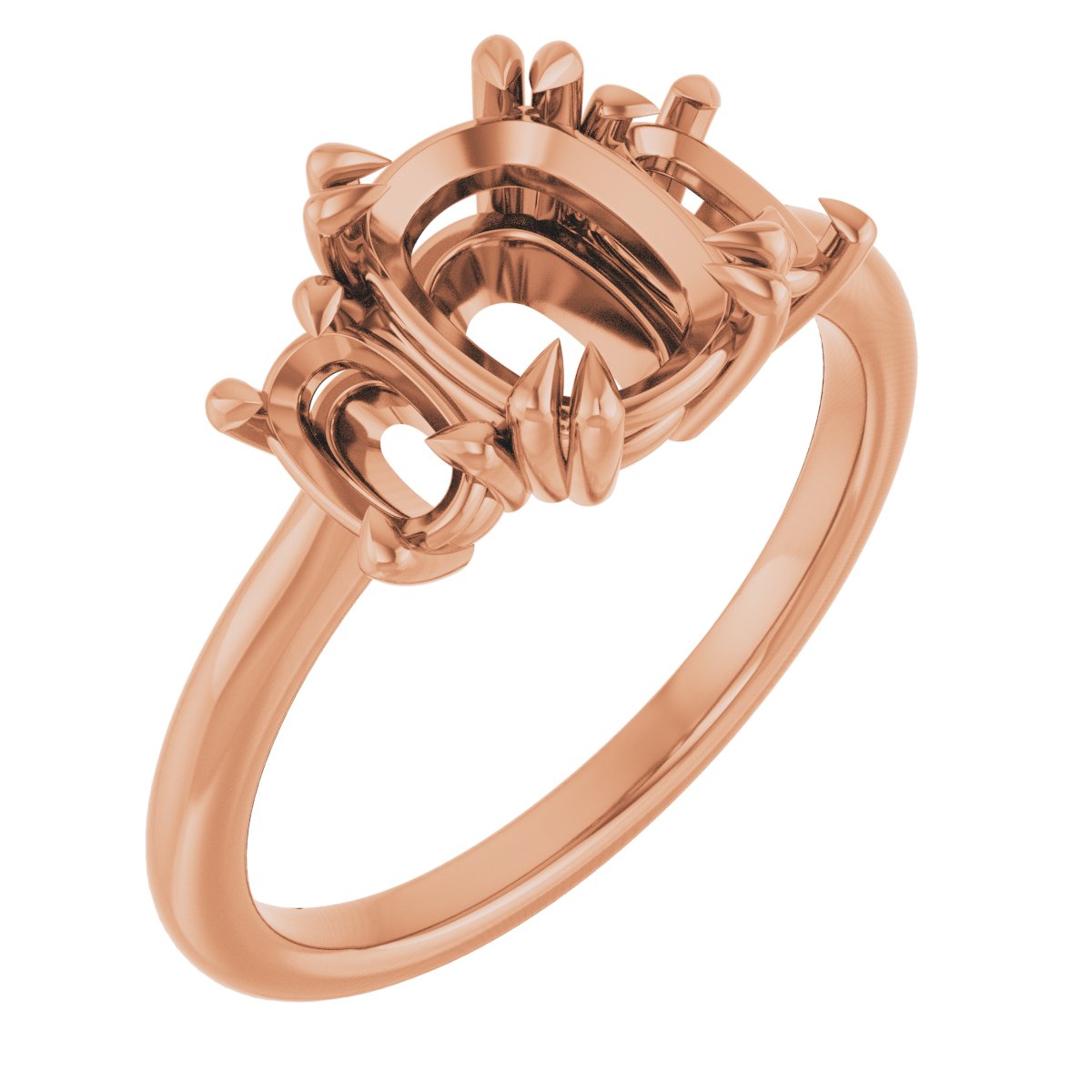 Double Claw-Prong Three-Stone Engagement Ring