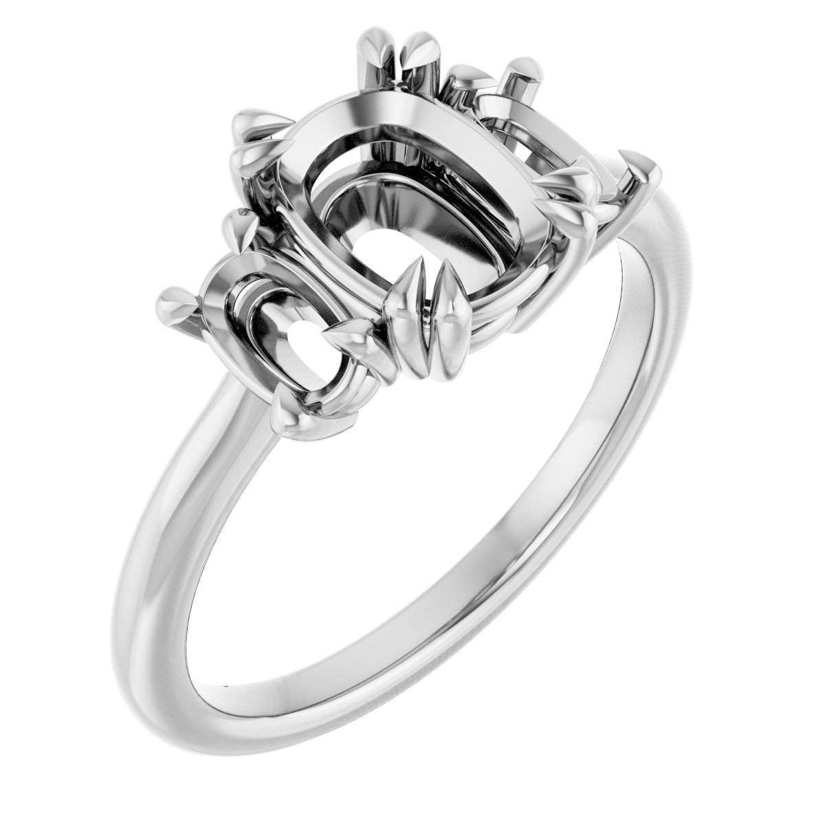 Double Claw-Prong Three-Stone Engagement Ring