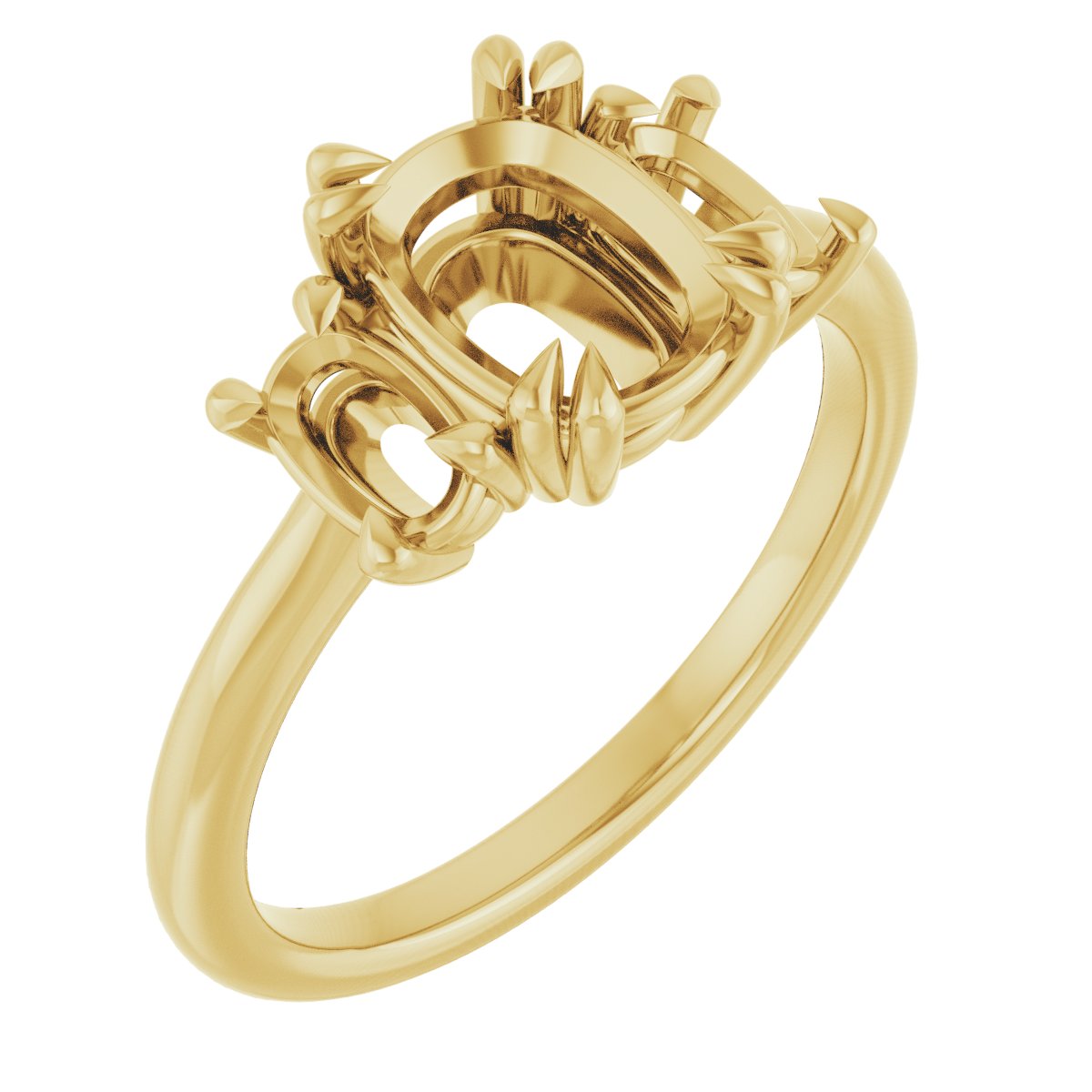 Double Claw-Prong Three-Stone Engagement Ring