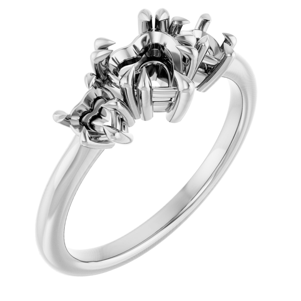Double Claw-Prong Three-Stone Engagement Ring