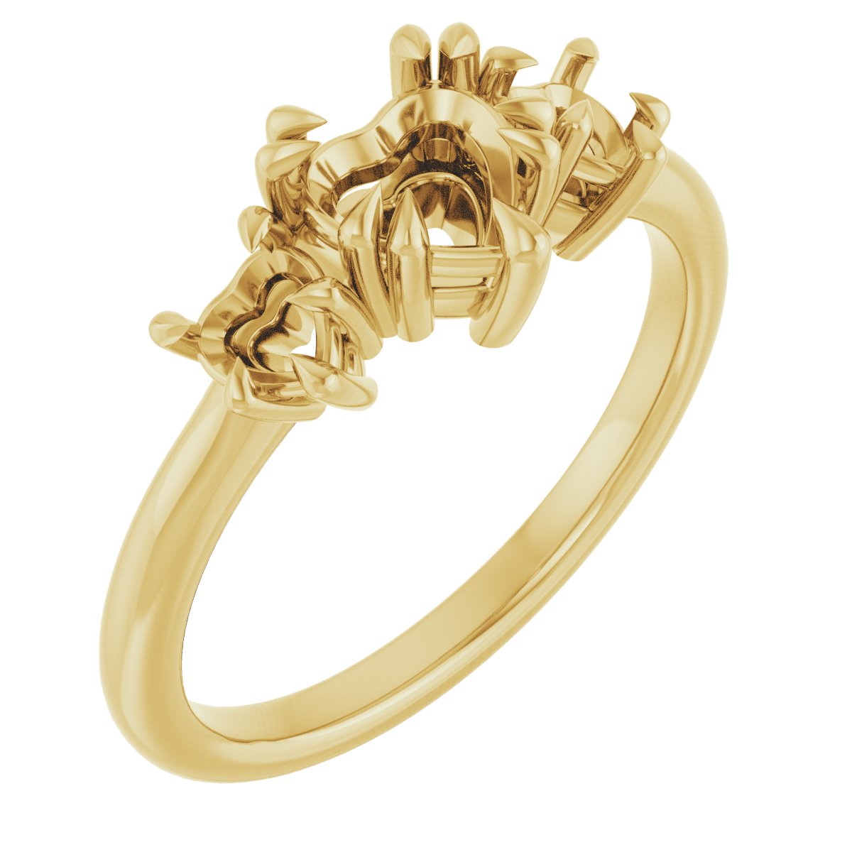 Double Claw-Prong Three-Stone Engagement Ring