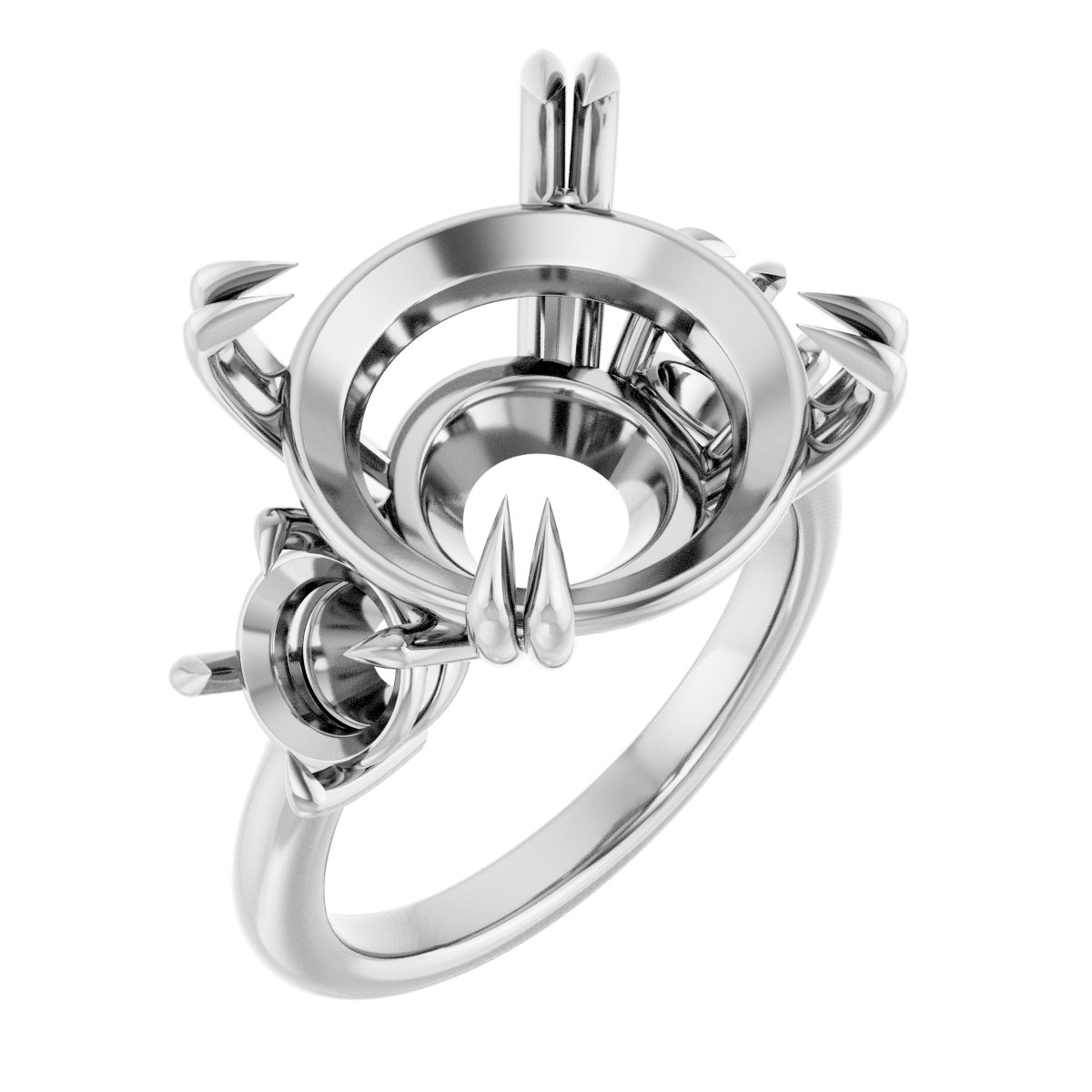 Double Claw-Prong Three-Stone Engagement Ring