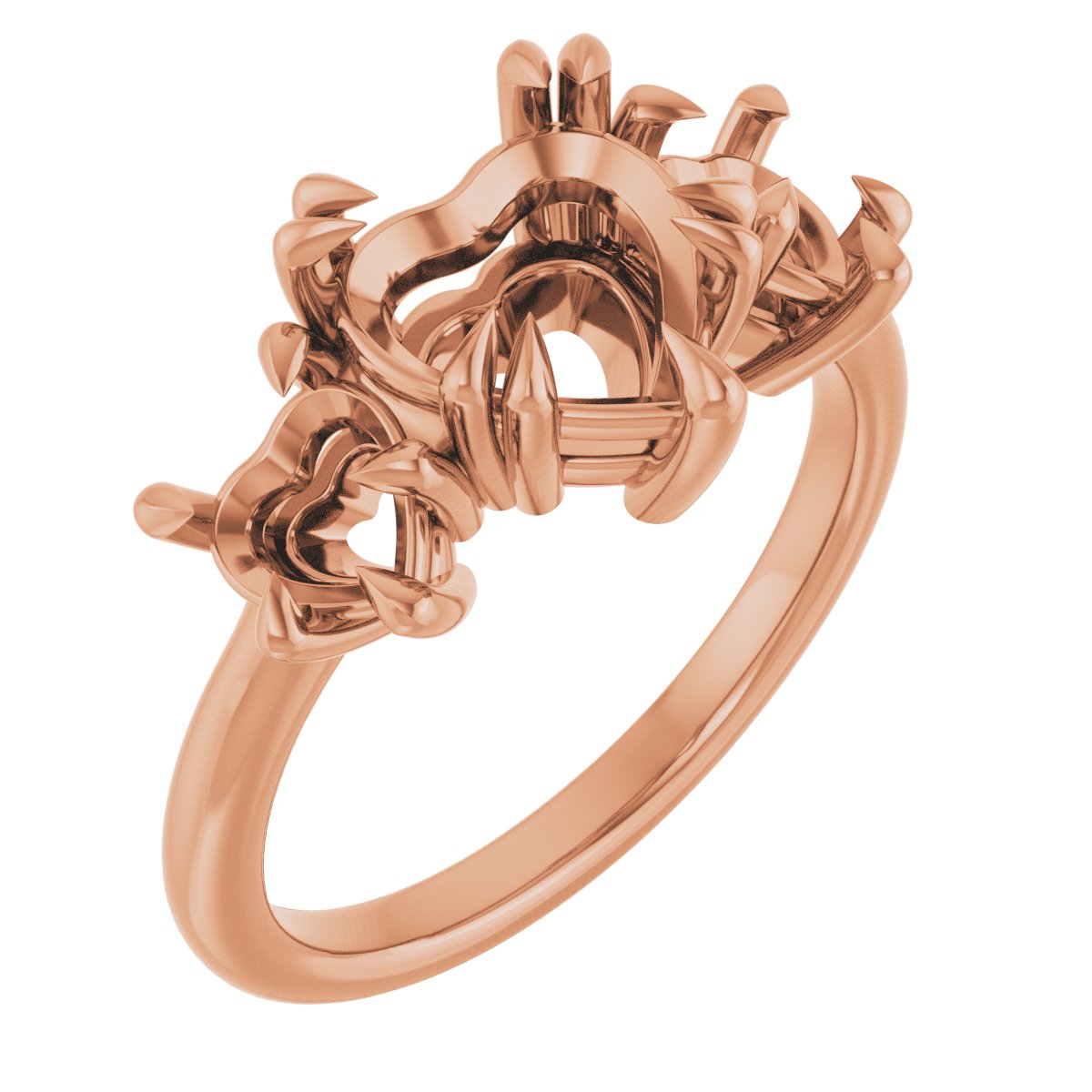 Double Claw-Prong Three-Stone Engagement Ring