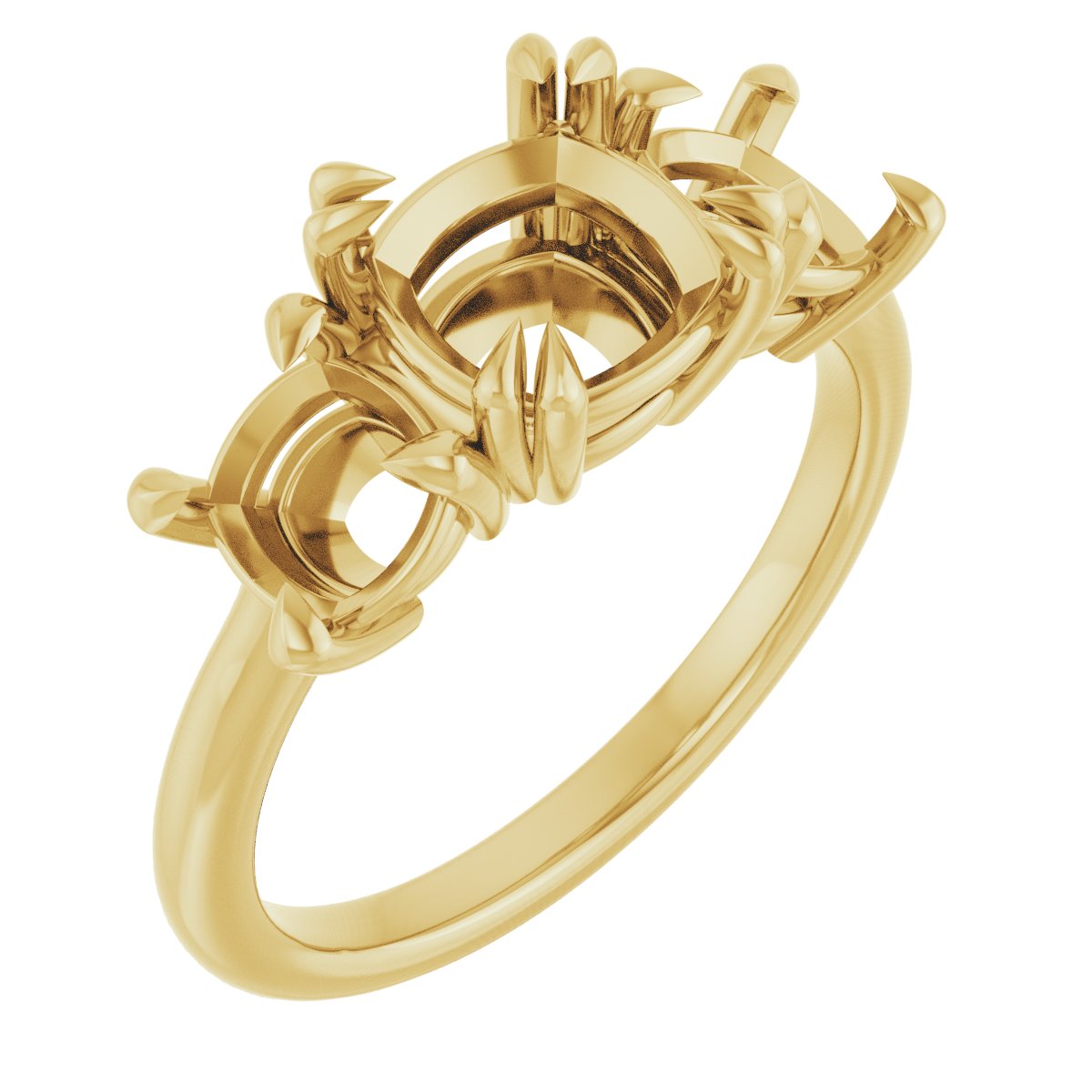 Double Claw-Prong Three-Stone Engagement Ring
