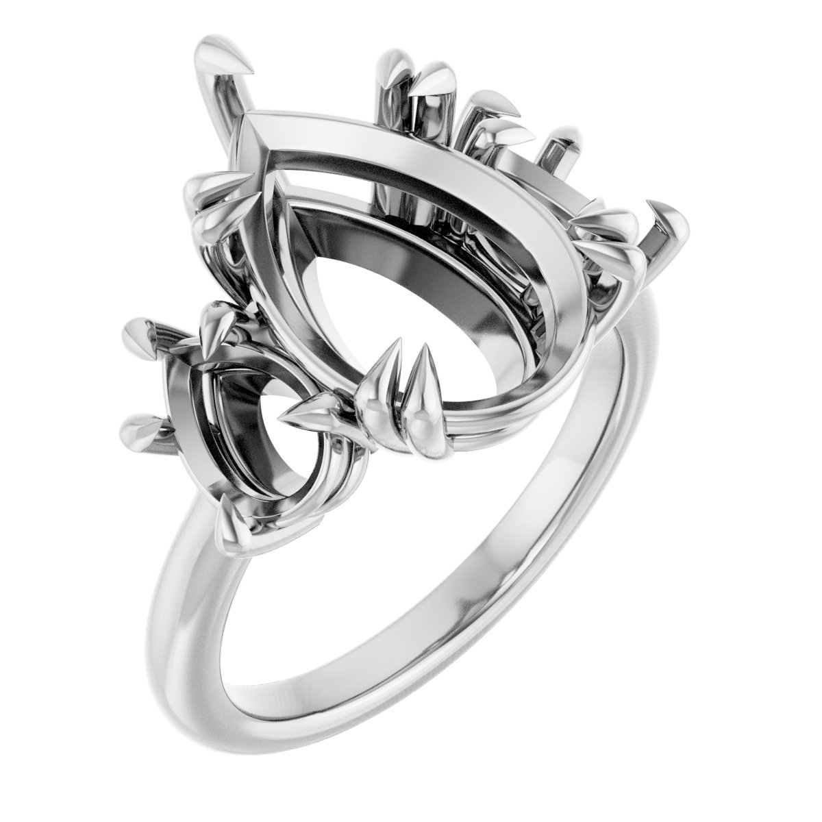 Double Claw-Prong Three-Stone Engagement Ring
