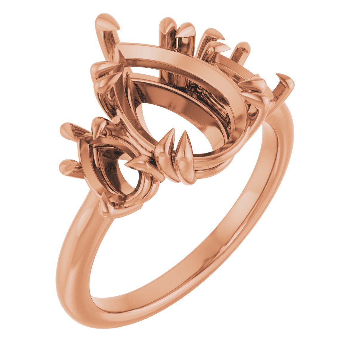 Double Claw-Prong Three-Stone Engagement Ring