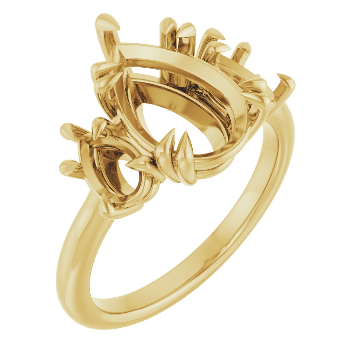 Double Claw-Prong Three-Stone Engagement Ring