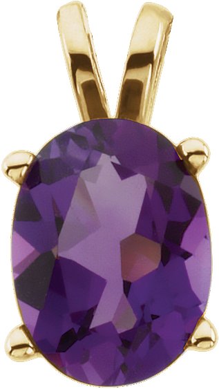 14K Yellow Natural Amethyst Pendant