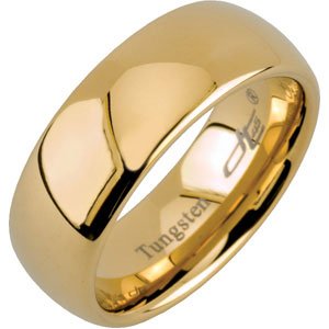 Tungsten 8.3 mm Gold Immersion Plated Domed Band Size 7.5