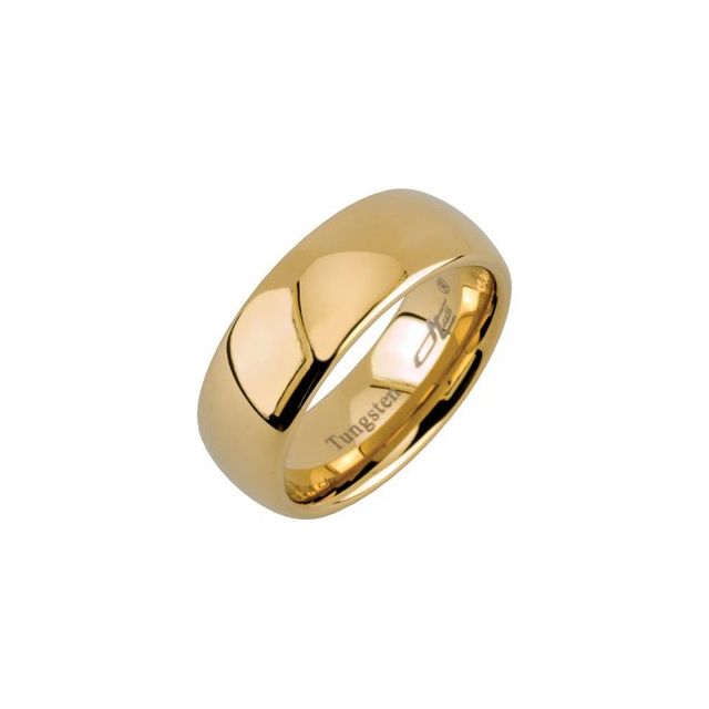Tungsten 8.3 mm Gold Immersion Plated Domed Band Size 10.5