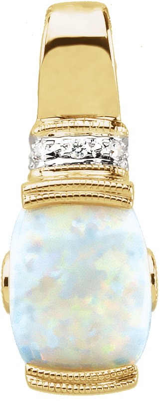 14K Yellow Natural White Opal, Natural Pink Tourmaline & .025 CTW Natural Diamond Pendant