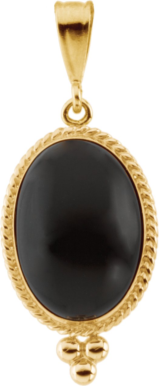 14K Yellow Natural Black Onyx Pendant