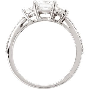 10K Rose 5.5x5.5 mm Three-Stone Accented Engagement Ring Mounting 