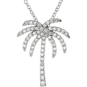 Platinum 1/3 CTW Diamond Palm Tree 16" Necklace