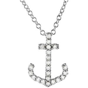 1/8 CTW Natural Diamond Anchor Necklace – Platinum
