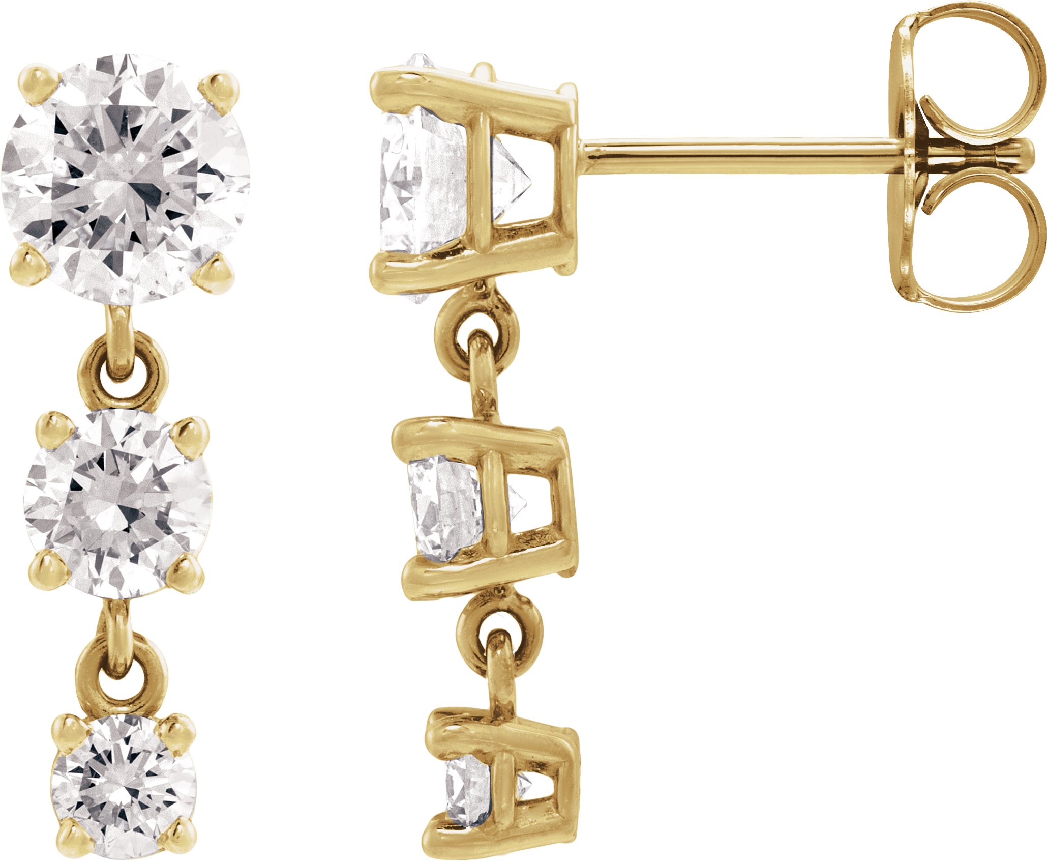Three-Stone Graduated Dangle Earrings