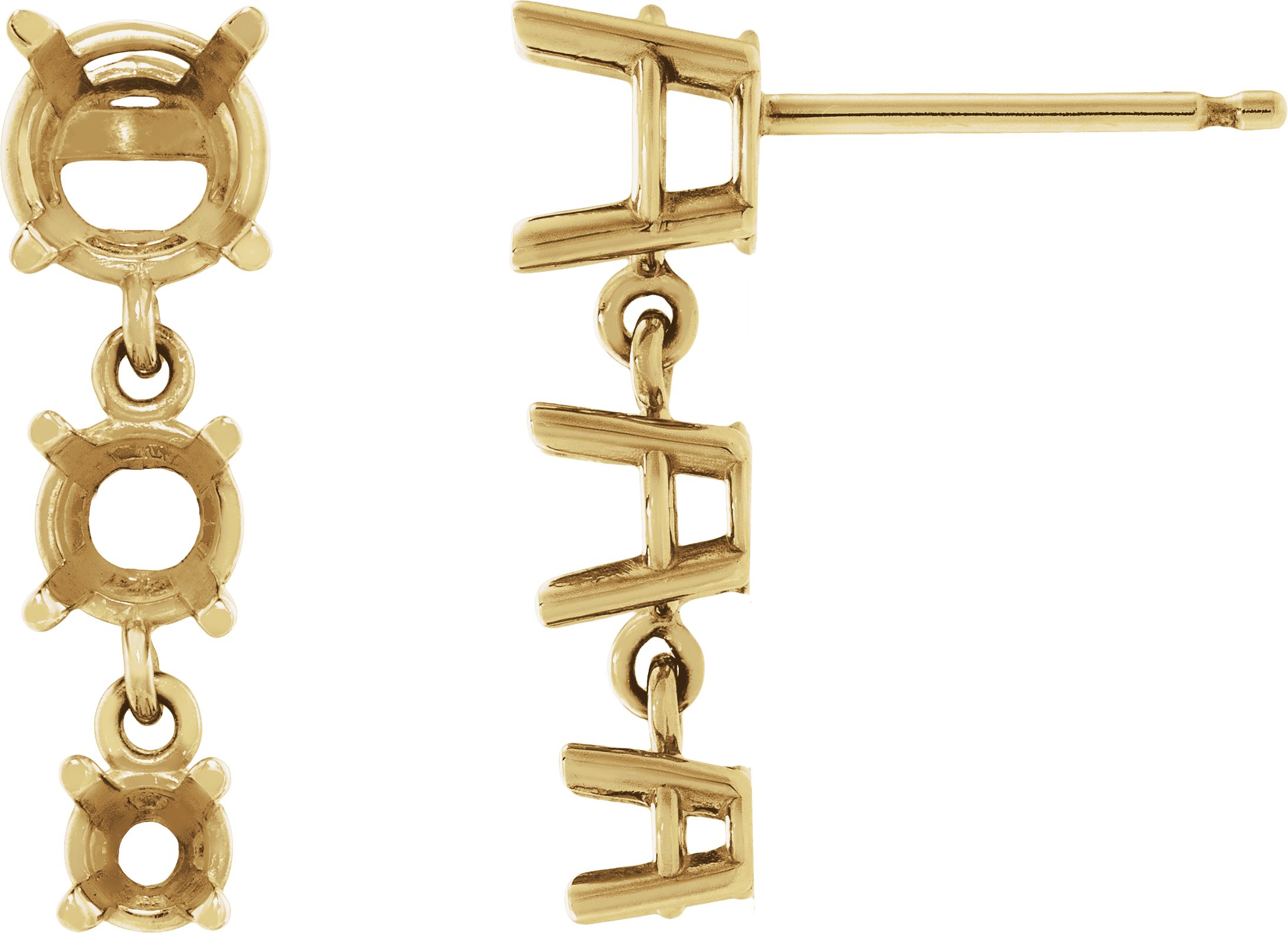 Three-Stone Graduated Dangle Earrings