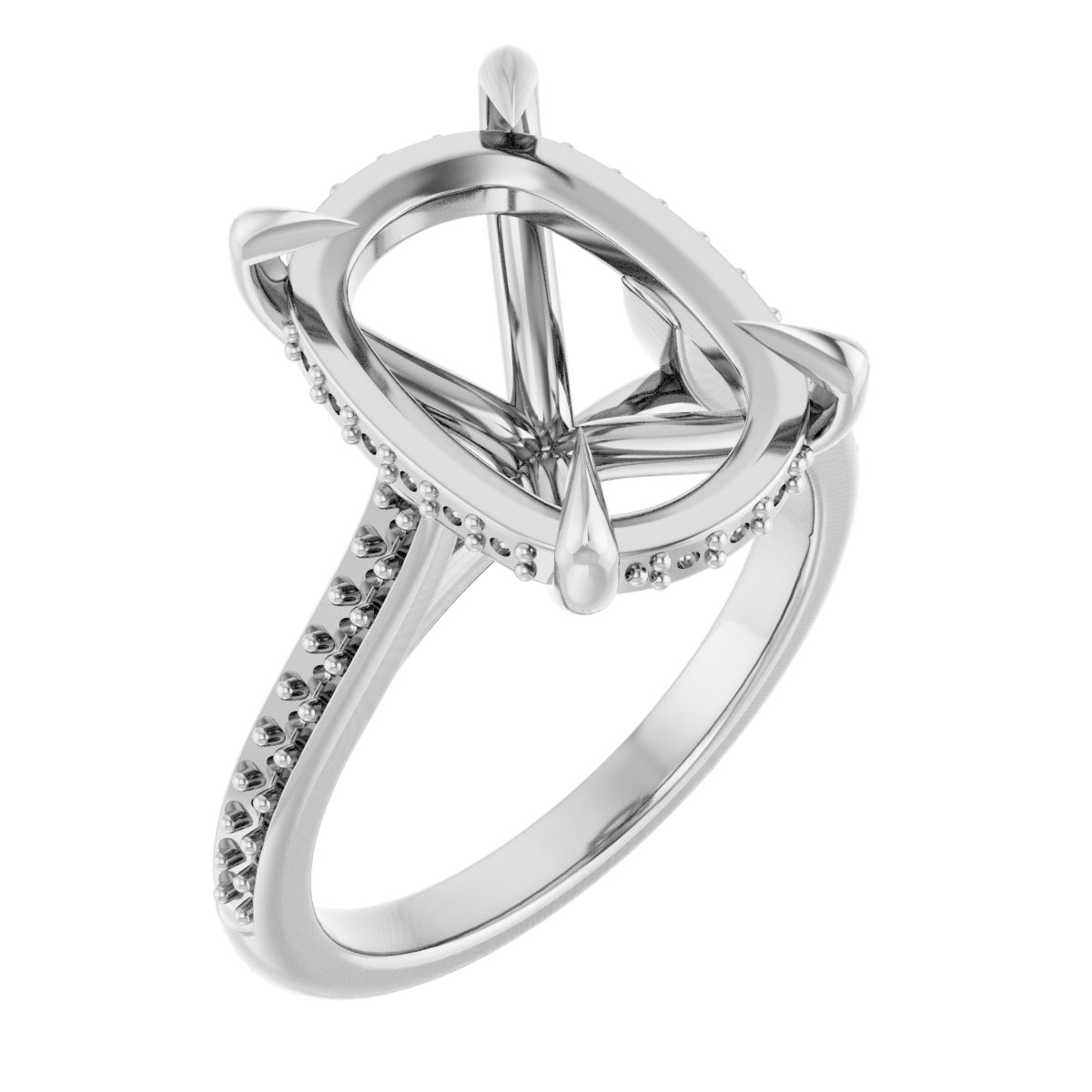 Claw-Prong Hidden Halo-Style Engagement Ring