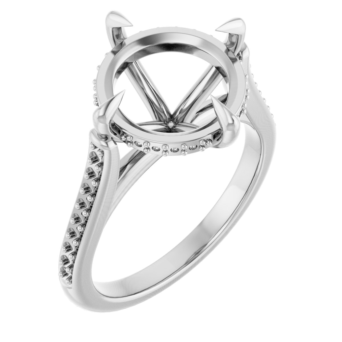 Claw-Prong Hidden Halo-Style Engagement Ring