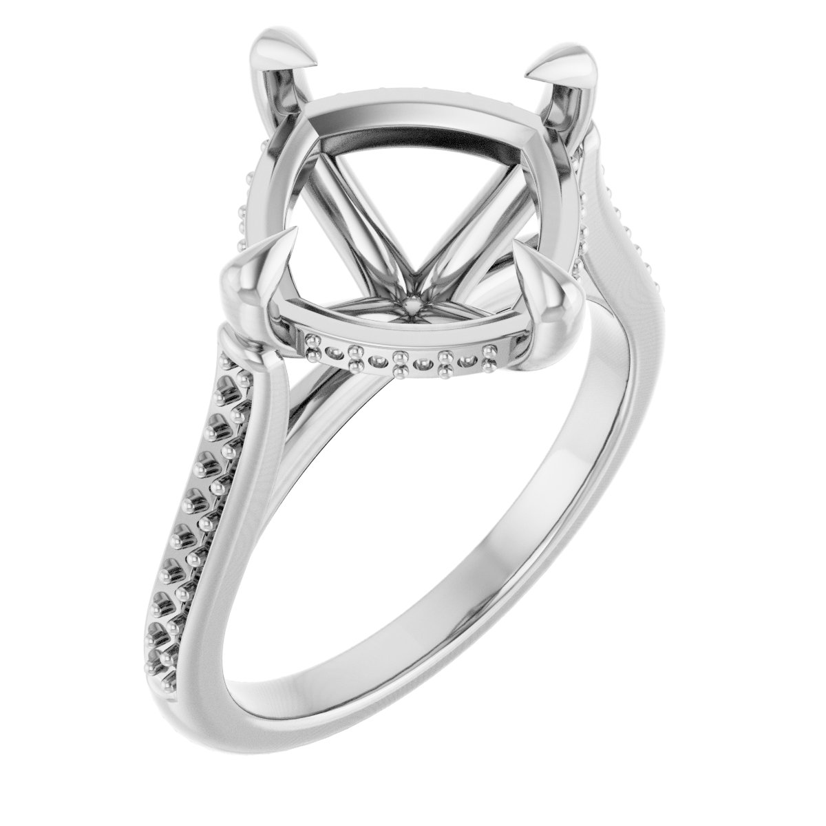 Claw-Prong Hidden Halo-Style Engagement Ring