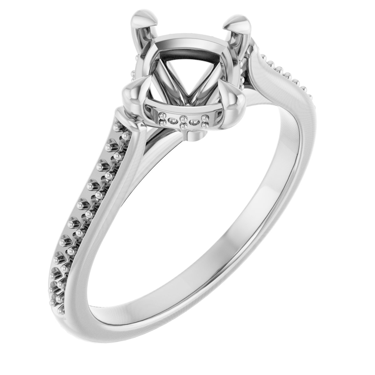 Claw-Prong Hidden Halo-Style Engagement Ring