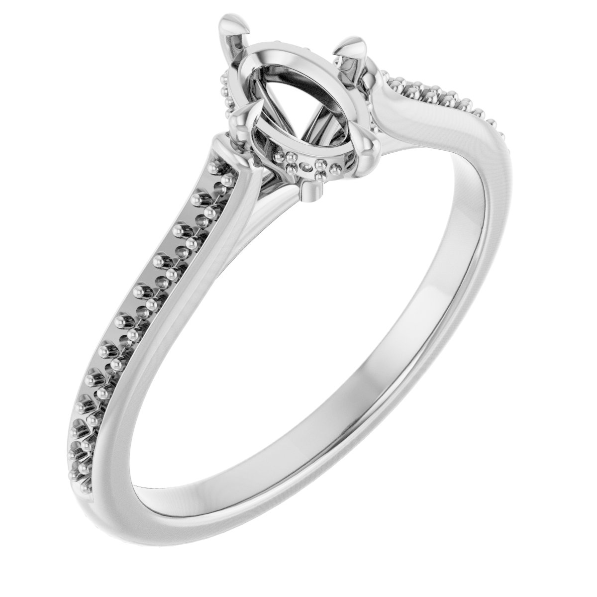 Claw-Prong Hidden Halo-Style Engagement Ring