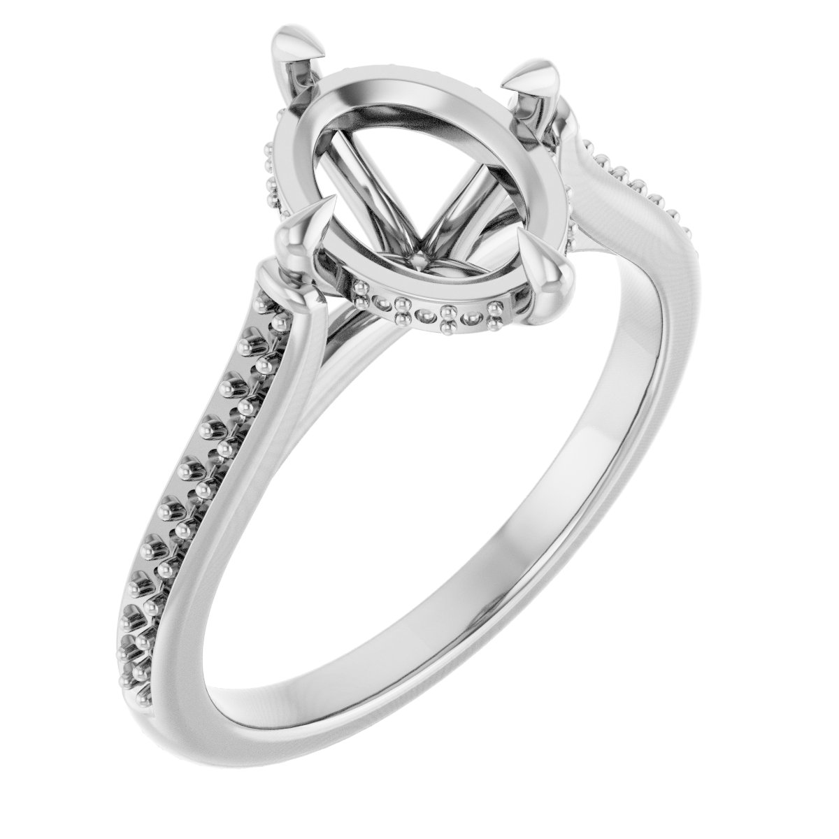 Claw-Prong Hidden Halo-Style Engagement Ring