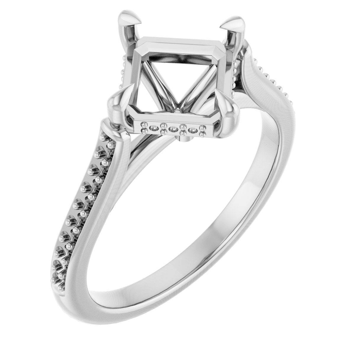 Claw-Prong Hidden Halo-Style Engagement Ring