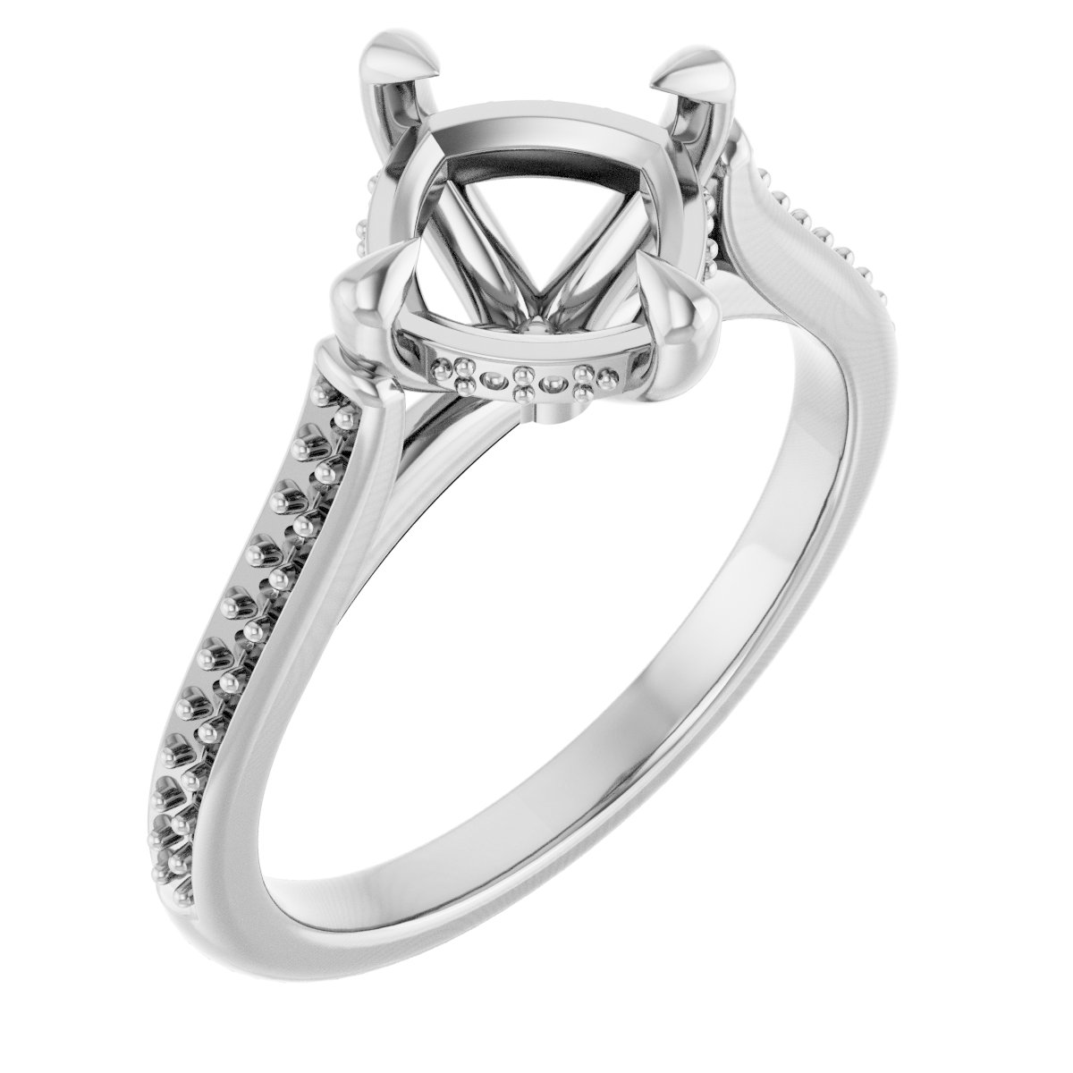 Claw-Prong Hidden Halo-Style Engagement Ring