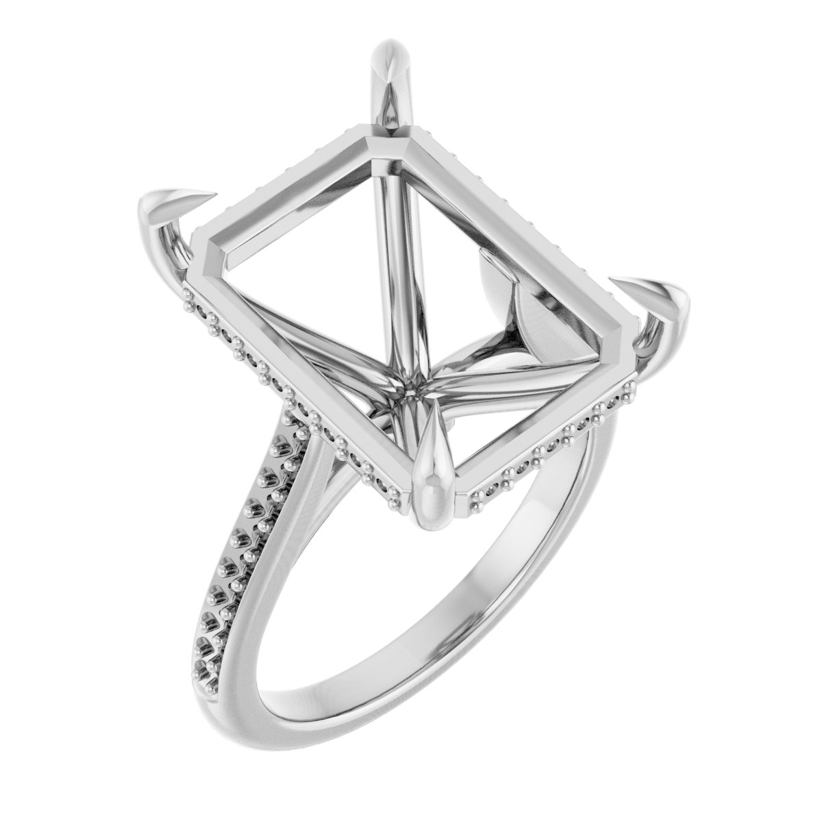 Claw-Prong Hidden Halo-Style Engagement Ring