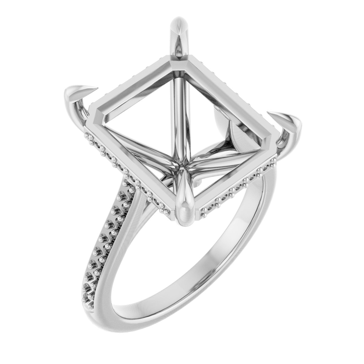 Claw-Prong Hidden Halo-Style Engagement Ring