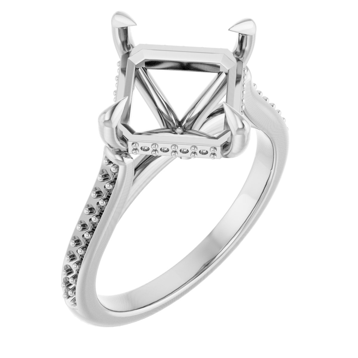Claw-Prong Hidden Halo-Style Engagement Ring