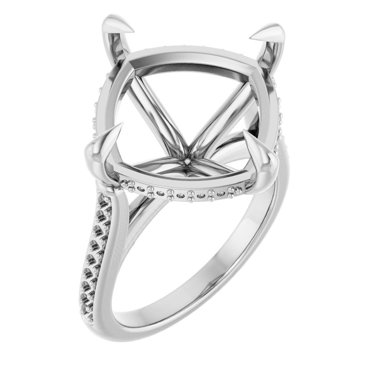 Claw-Prong Hidden Halo-Style Engagement Ring