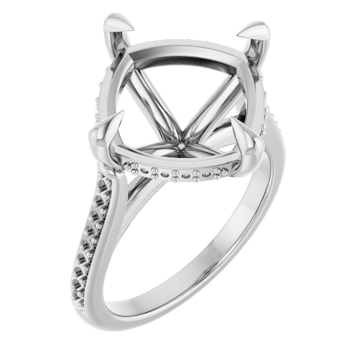 Claw-Prong Hidden Halo-Style Engagement Ring