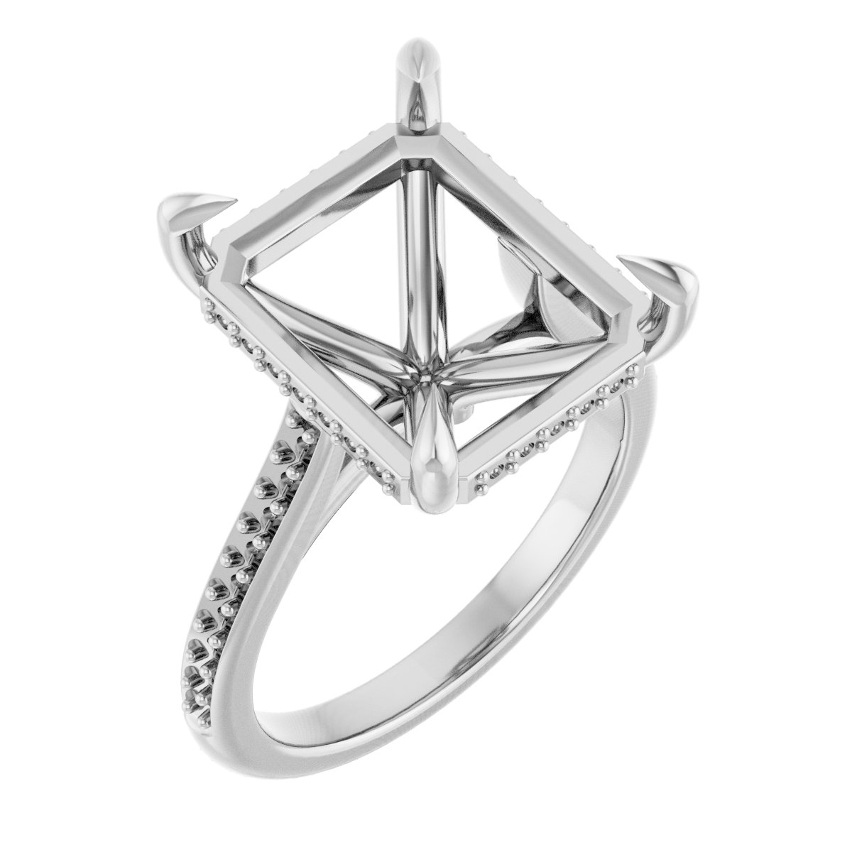 Claw-Prong Hidden Halo-Style Engagement Ring