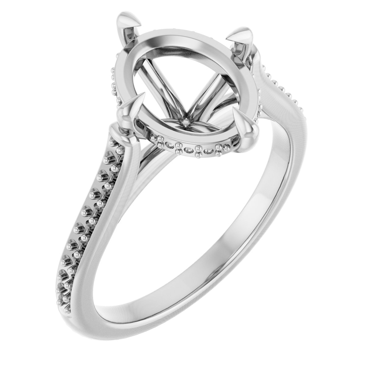 Claw-Prong Hidden Halo-Style Engagement Ring