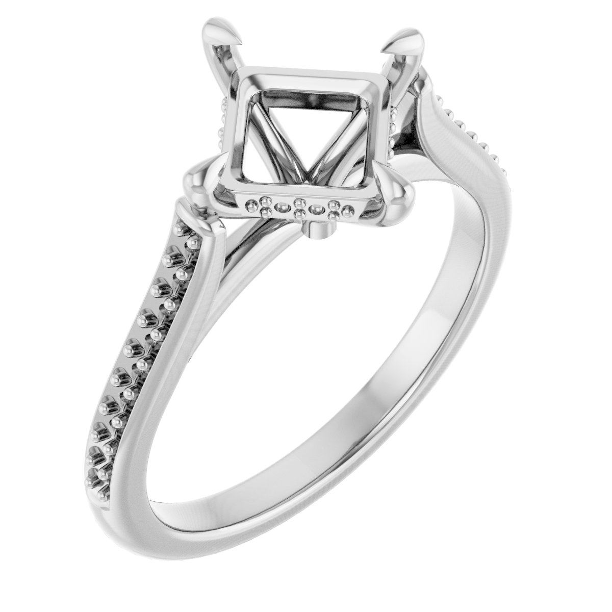 Claw-Prong Hidden Halo-Style Engagement Ring