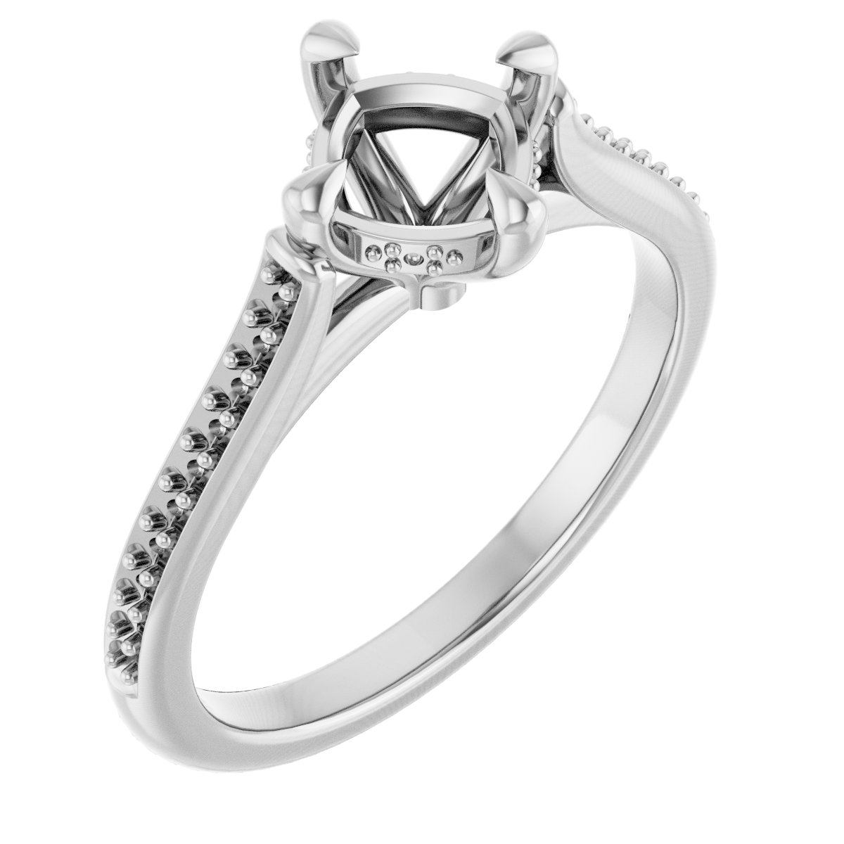 Claw-Prong Hidden Halo-Style Engagement Ring
