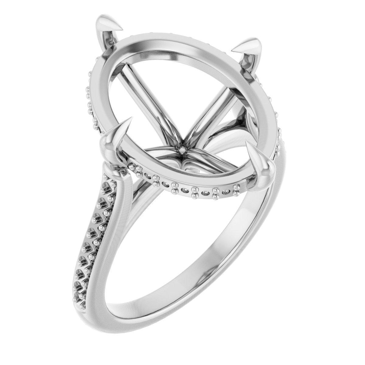 Claw-Prong Hidden Halo-Style Engagement Ring
