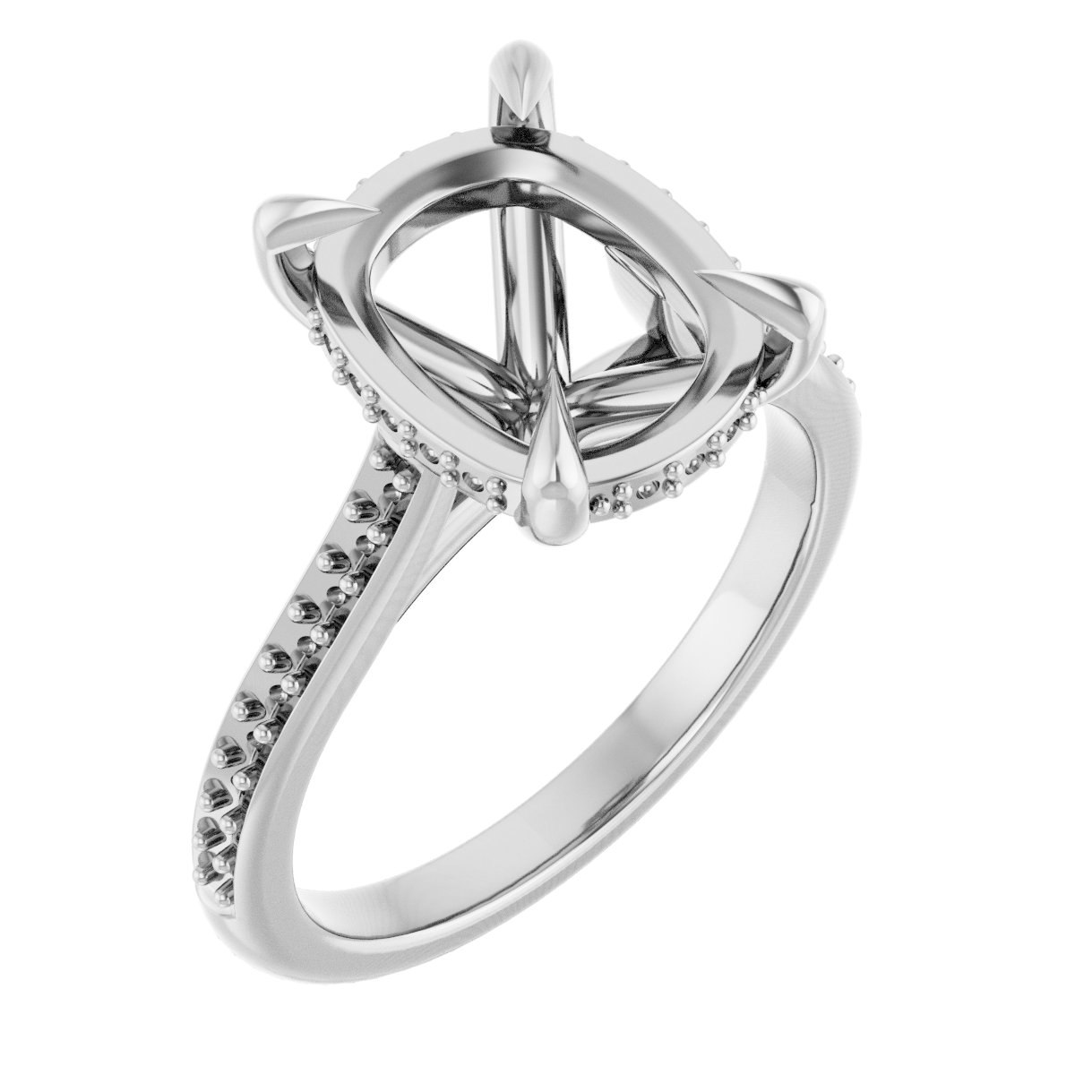 Claw-Prong Hidden Halo-Style Engagement Ring