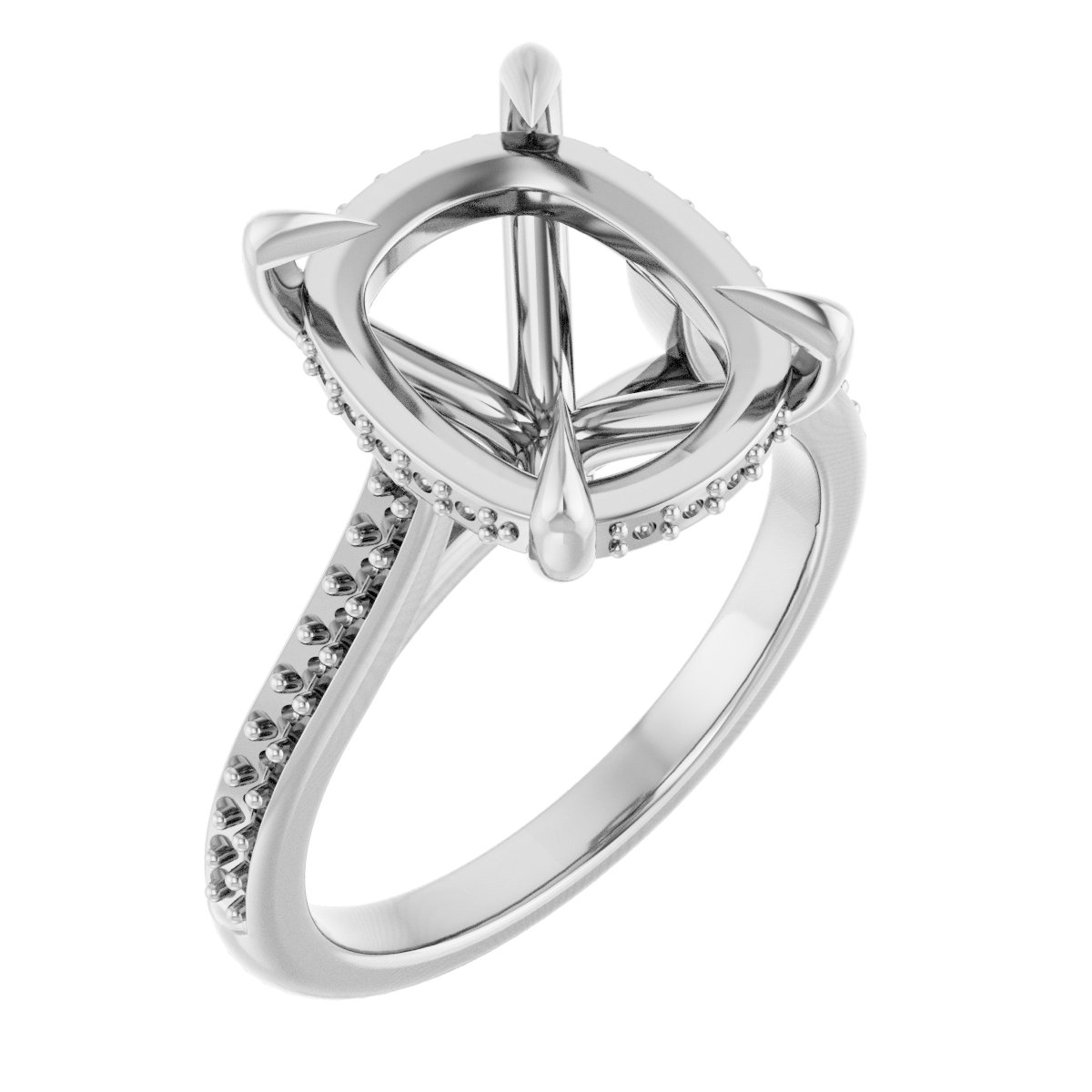 Claw-Prong Hidden Halo-Style Engagement Ring