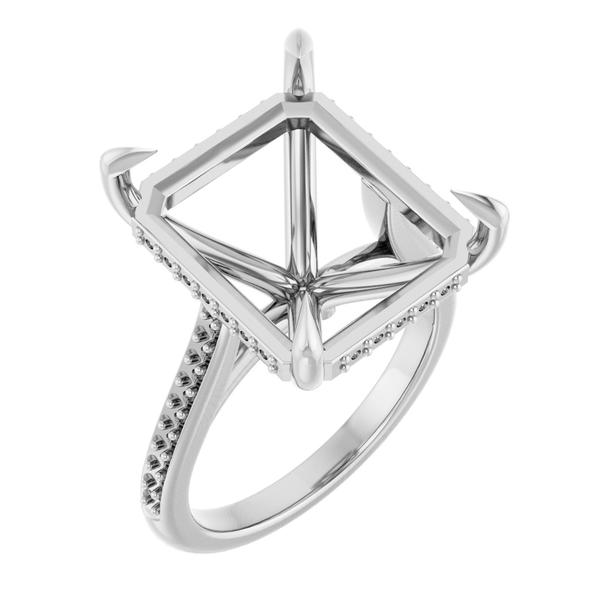 Claw-Prong Hidden Halo-Style Engagement Ring